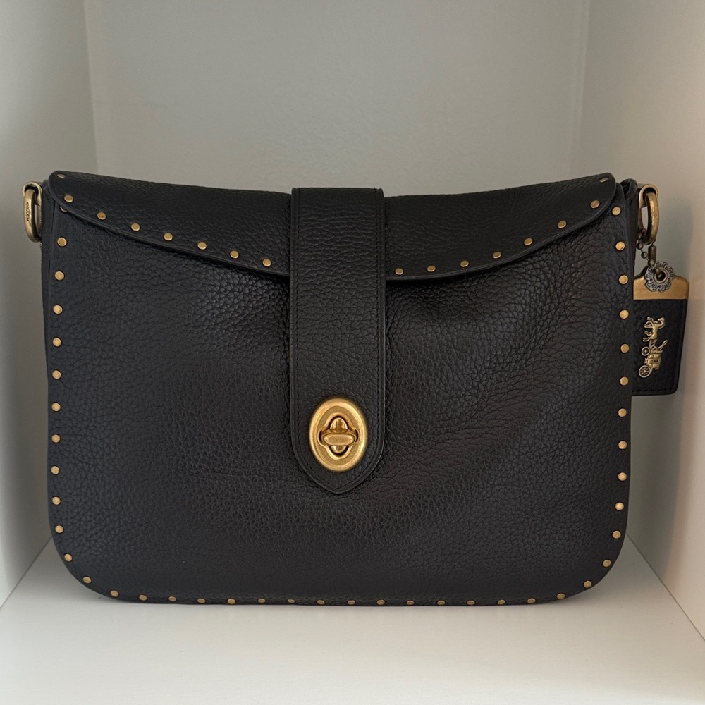 COACH Black Leather Studded Bag